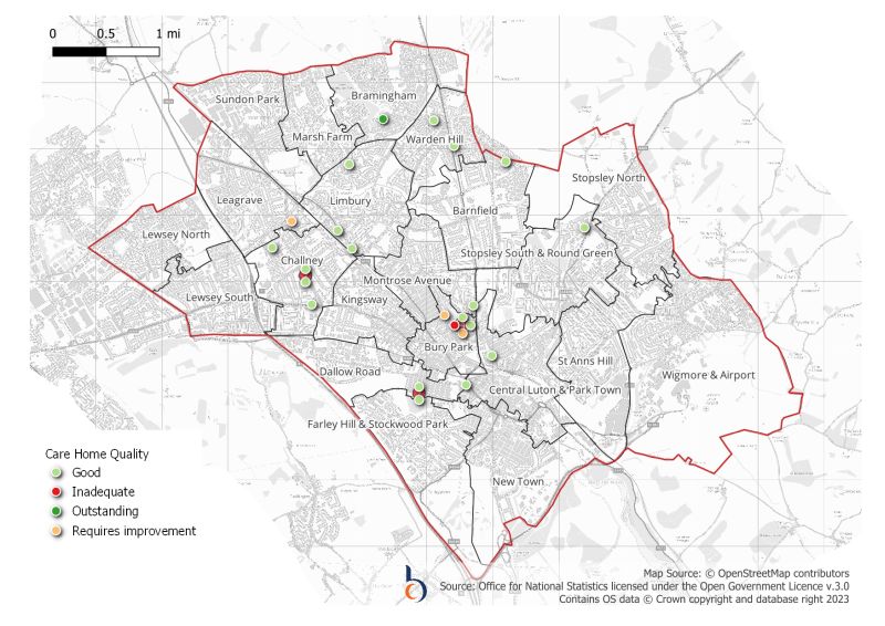 Image a map produced in QGIS showing service locations